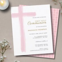Budget Simple Pink Cross Girl First Holy Communion