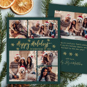 Budget Snowflake Green Gold 5 Photo Collage Card