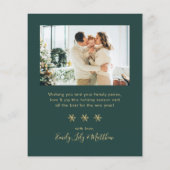 Budget Snowflake Green Gold 5 Photo Collage Card (裏面)