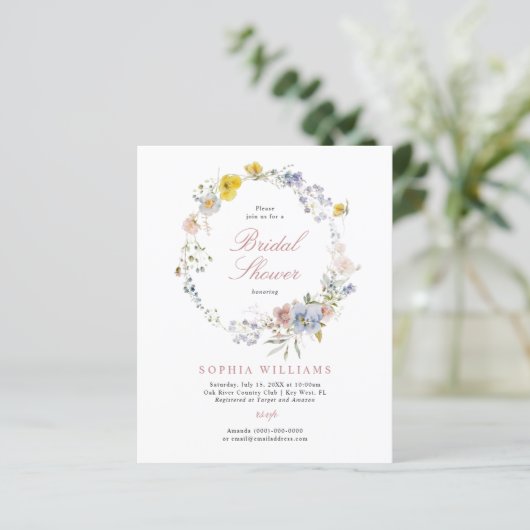 Budget Summer Wildflowers Bridal Shower Invitation (スタンド正面)