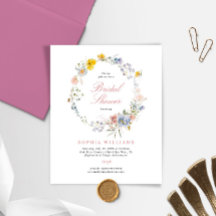 Budget Summer Wildflowers Bridal Shower Invitation