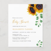 Budget sunflower eucalyptus baby shower invitation チラシ (正面)