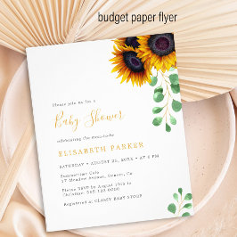 Budget sunflower eucalyptus baby shower invitation チラシ