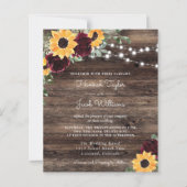 Budget Sunflower Roses QR Code RSVP Invitation (正面)