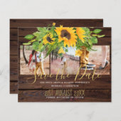 Budget Sunflowers素朴 Photo Save The Dates (正面/裏面)