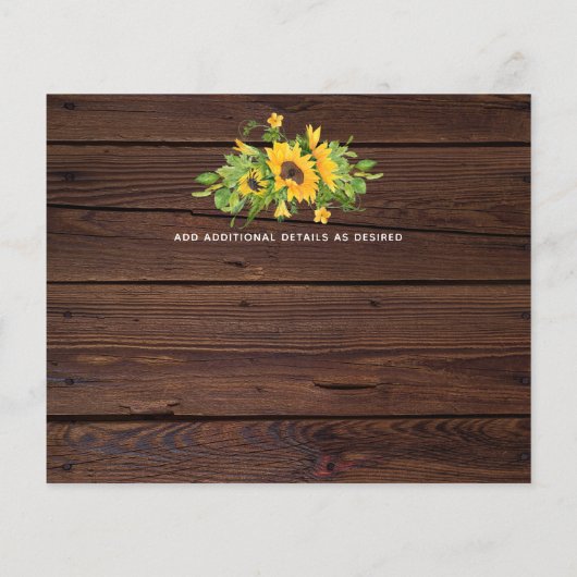 Budget Sunflowers素朴 Photo Save The Dates (裏面)