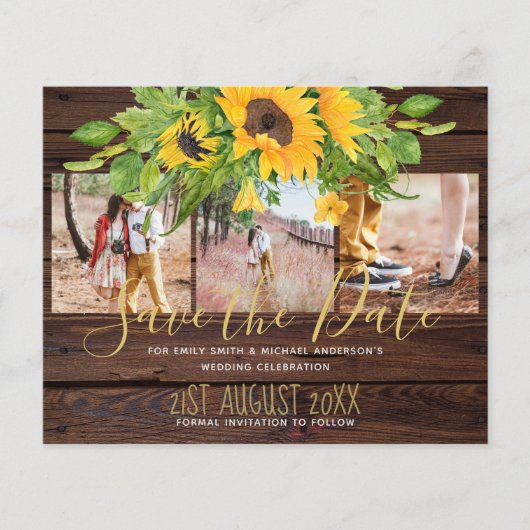 Budget Sunflowers素朴 Photo Save The Dates (正面)