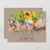 Budget Sunflowers素朴 Photo Save The Dates (正面/裏面)