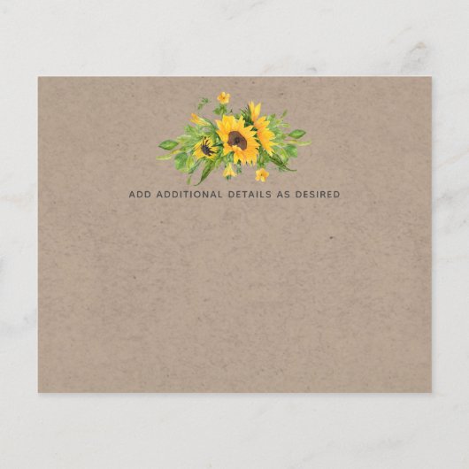 Budget Sunflowers素朴 Photo Save The Dates (裏面)