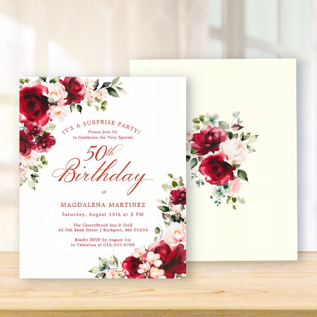 BUDGET SURPRISE PARTY 50th Birthday Pink Red Rose (クリエイターアップロード済み)