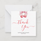 Budget Sweet Cherry Baby Shower Thank You ノートカード (正面)