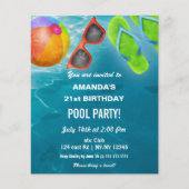 Budget Swimming Pool Party Birthday Invitation (正面)