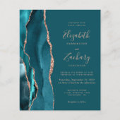 Budget Teal Agate Rose Gold Wedding Invitation (正面)