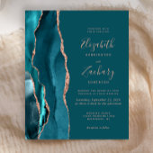 Budget Teal Agate Rose Gold Wedding Invitation