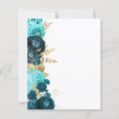 Budget Teal Aqua Gold Floral Script Wedding Menu (裏面)