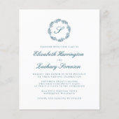 Budget Teal Blue Monogram Wreath Script Wedding (正面)