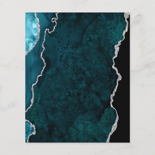 Budget Teal Blue Silver Agate Wedding Menu (裏面)