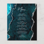 Budget Teal Blue Silver Agate Wedding Menu (正面)