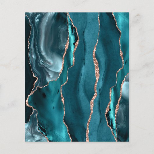 Budget Teal Rose Gold Agate Wedding Invitation (裏面)