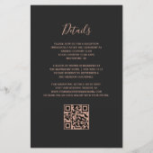 Budget Teal Rose Gold Dark QR Code Wedding Invite (裏面)