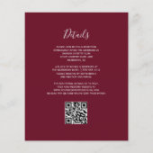 Budget Teal Silver Agate Burgundy QR Code Wedding (裏面)