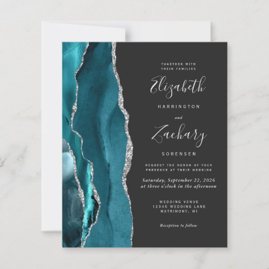 Budget Teal Silver Agate Dark 4-Photo Wedding (正面)