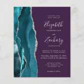 Budget Teal Silver Agate Purple QR Code Wedding (正面)