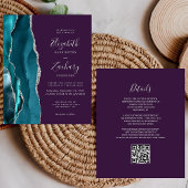 Budget Teal Silver Agate Purple QR Code Wedding