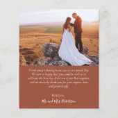 Budget Terracottaスクリプト写真結婚の感謝 チラシ (裏面)