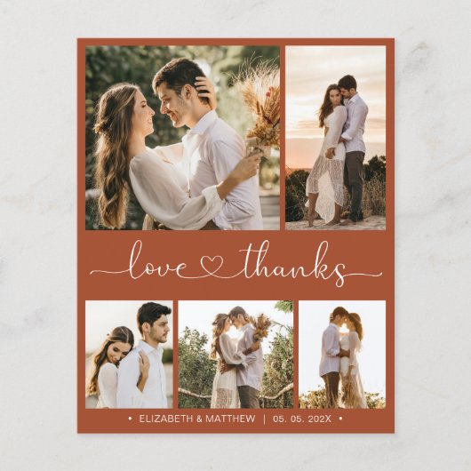 Budget Terracottaスクリプト結婚のサンキューカード (正面)