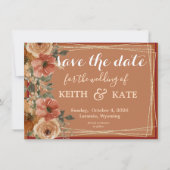 BUDGET Terracotta Floral Elegant Save Date 招待状 (正面)