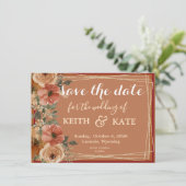 BUDGET Terracotta Floral Elegant Save Date     招待状 (スタンド正面)