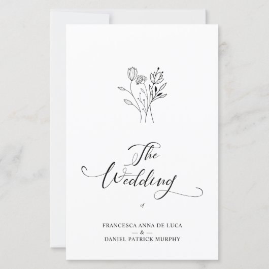 Budget Trendy Wildflowers Wedding Black & White (正面)