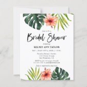 Budget Tropical Monstera  Bridal Shower Invitation (正面)
