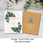Budget Tropical Palm Leaf QR Code  Invitation