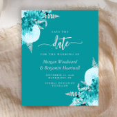 Budget Turquoise Floral Wedding Save the Date
