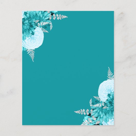 Budget Turquoise Floral Wedding Save the Date (裏面)