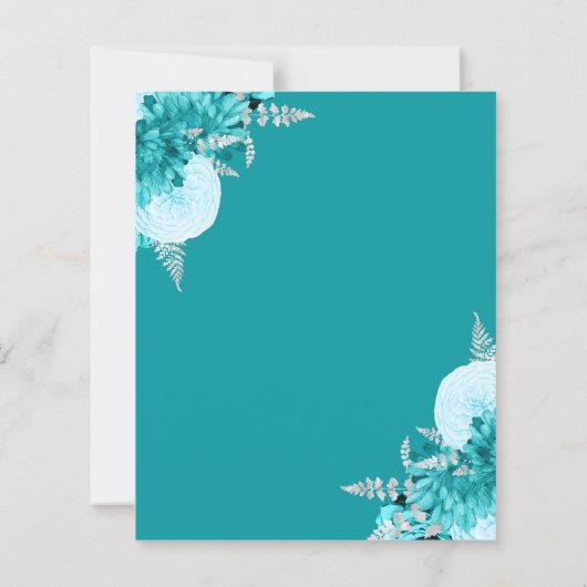 Budget Turquoise Silver Floral Wedding Invite (裏面)