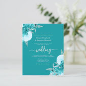 Budget Turquoise Silver Floral Wedding Invite (スタンド正面)