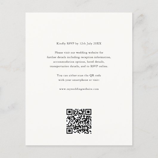 Budget Typography Monogram Wedding QR Code チラシ (裏面)