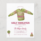 Budget Ugly sweater Christmas party invitation チラシ (正面)