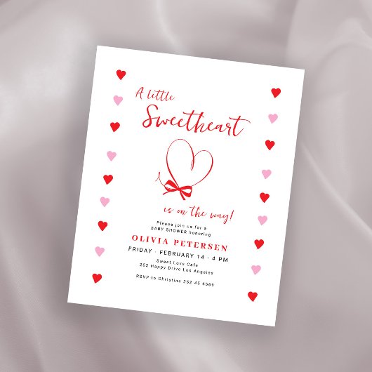 Budget Valentines sweetheart baby shower invite