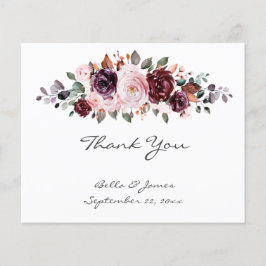 Budget Waterカラーフローラ結婚のサンキューカード