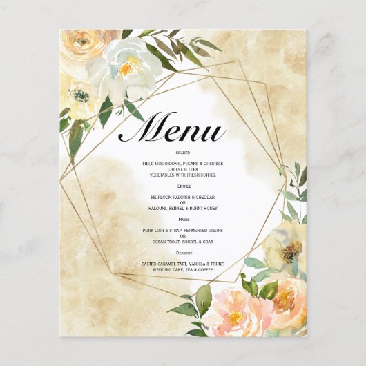 Budget Water結婚の色のMENU。チラシ チラシ (正面)