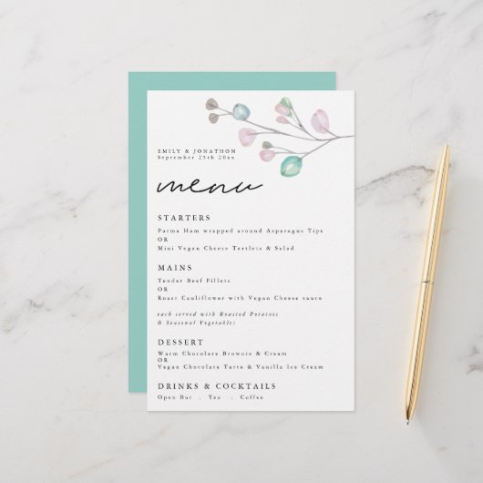 Budget Water色の葉Script結婚's Menu (正面/裏面インサイチュ)