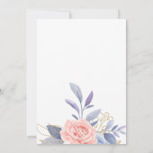 Budget Water Colorフローラ金ゴールドBlue & Pink 結婚's  招待状 (裏面)