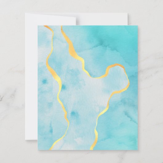 Budget Watercolor Aqua Blue Agate Wedding (裏面)