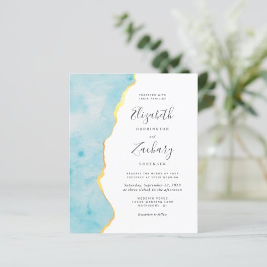 Budget Watercolor Aqua Blue Agate Wedding (スタンド正面)