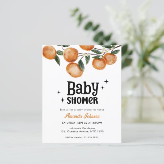 Budget Watercolor Citrus Orange Baby Shower  (スタンド正面)