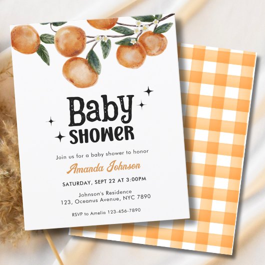 Budget Watercolor Citrus Orange Baby Shower